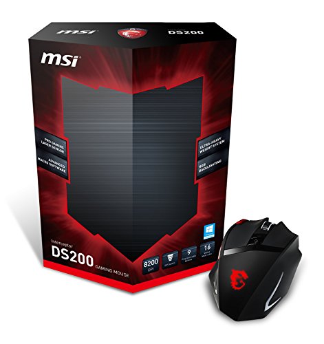 MSI S12-0401170-EB5 - INTERCEPTOR DS200 GAMING - Maus - Laser - 9 Tasten - verkabelt - USB - Schwarz, Rot