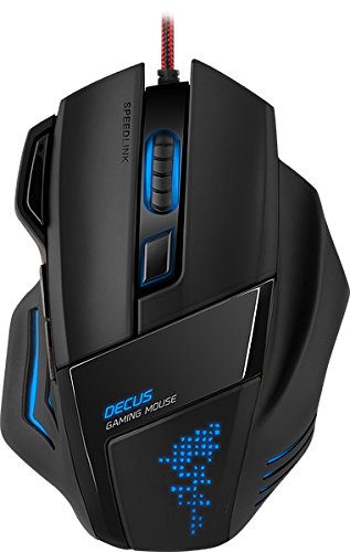 Speedlink Programmierbare Gamer Maus für PC / Computer - Decus Gaming Mouse USB (Laser-Sensor, bis zu 5000 DPI - dpi-Schalter und Rapid-Fire-Taste - Volle Individualisierbarkeit) Ultimative Ergonomie schwarz