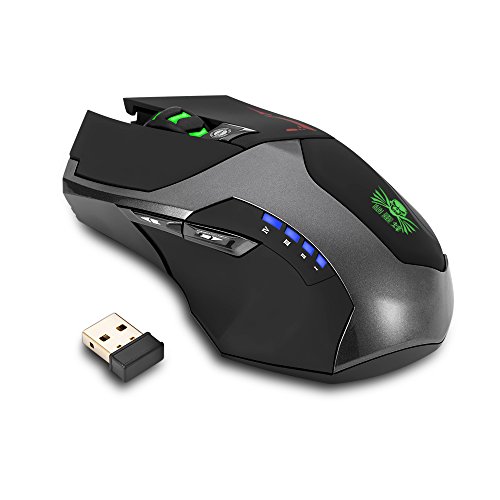Gaming Maus - BAKTH Kabellose Maus Wireless Optical Gaming Mouse 2.4 Ghz 3000 DPI 6 Tasten Schnurlose Optische Mäuse mit USB Nano Empfänger für PC Pro Gamer, Office, Home + Langlebig Mauspad