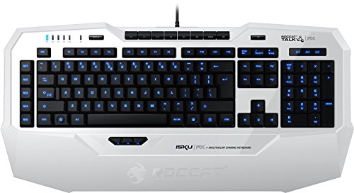 ROCCAT Isku FX Multicolor Gaming Tastatur (DE-Layout, Multicolor Tastenbeleuchtung, 36 Makrotasten inkl. 3 Thumbster-Tasten) weiß