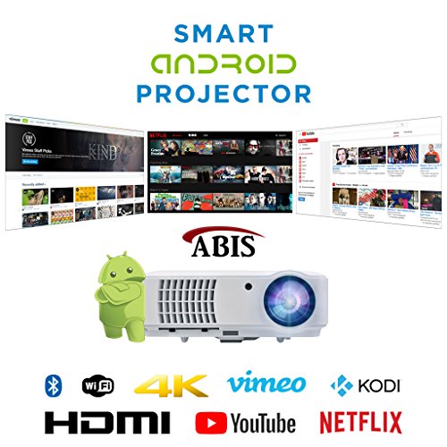 HD Projektor Smart WLAN - Bluetooth LED-Projektor-HD720, Full HD 1080p HDMI Beamer für Heimkino, Gaming, Spiele, Home Entertainment, Multimedia, Heimkino Projektor, Pubs, Clubs, Hotels, Büro, Konferenz, PowerPoint Präsentation - ABIS HD 6000 Plus Modell