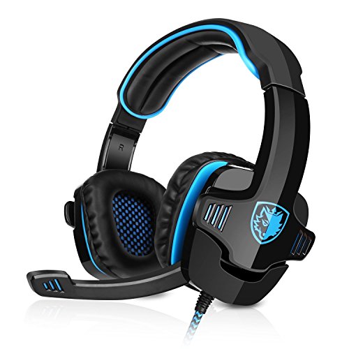 GHB Sades SA-901 Gaming Headset USB Headset 7.1CH Surround Sound Stereo PC Gaming Kopfhörer mit Mikrofon Blau+Schwarz