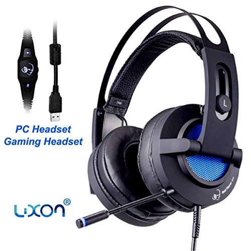 Gaming Headset Kopfhörer mit Mikrofon 7.1 Kanal Surround Sound USB Anschluss für PC Gaming Devices (Schwarz)