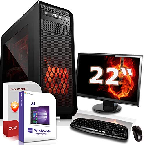 Gamer PC Set mit Monitor AMD Ryzen 5 3400G 4x3.7Ghz |ASUS Board|22 Zoll TFT|16GB DDR4|256GB SSD 2000GB HDD|Radeon RX Vega 11 Grafik 4K HDMI|DVD-RW|USB 3.1|SATA3|Sound|Windows 10 Pro|GigabitLan|3 Jah