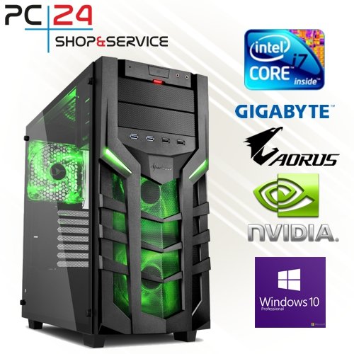 PC24 GAMING PC | INTEL i7-9700K @8x4,50GHz | 250GB M.2 970 EVO SSD | nVidia GF RTX 2070 mit 8GB RAM | 16GB DDR4 PC2666 RAM | Gigabyte Z390 Aorus Pro | 600Watt 80+ ATX Netzteil | Windows 10 Pro | i7 Gamer PC