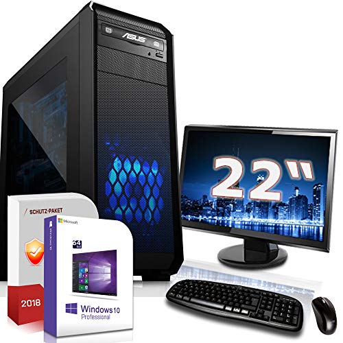 Gaming PC Komplett Set/Multimedia Computer inkl. Windows 10 Pro 64-Bit! - AMD Quad-Core A10-8770 Pro 4X 3.8 GHz - AMD Radeon R7-16GB DDR4 RAM - 120GB SSD 1000GB HDD - 22-Zoll TFT Monitor - 24-FA